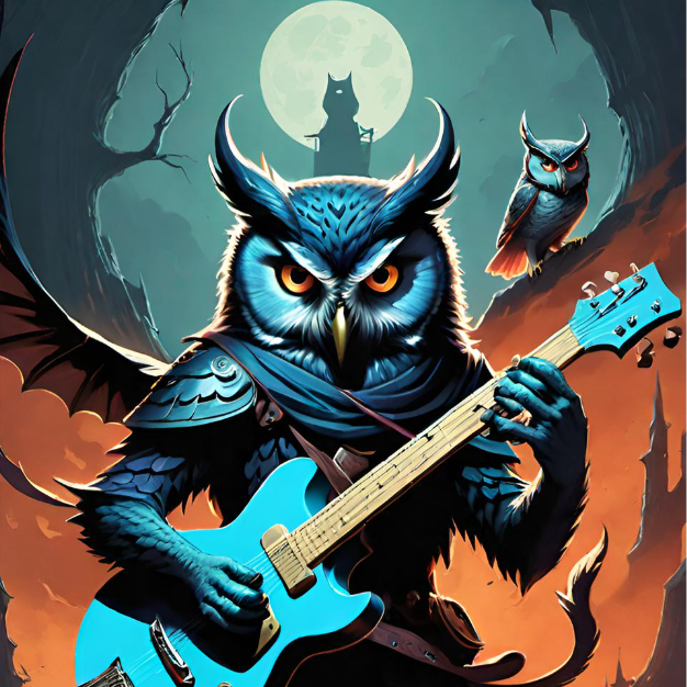 Demon owl hunting Cat