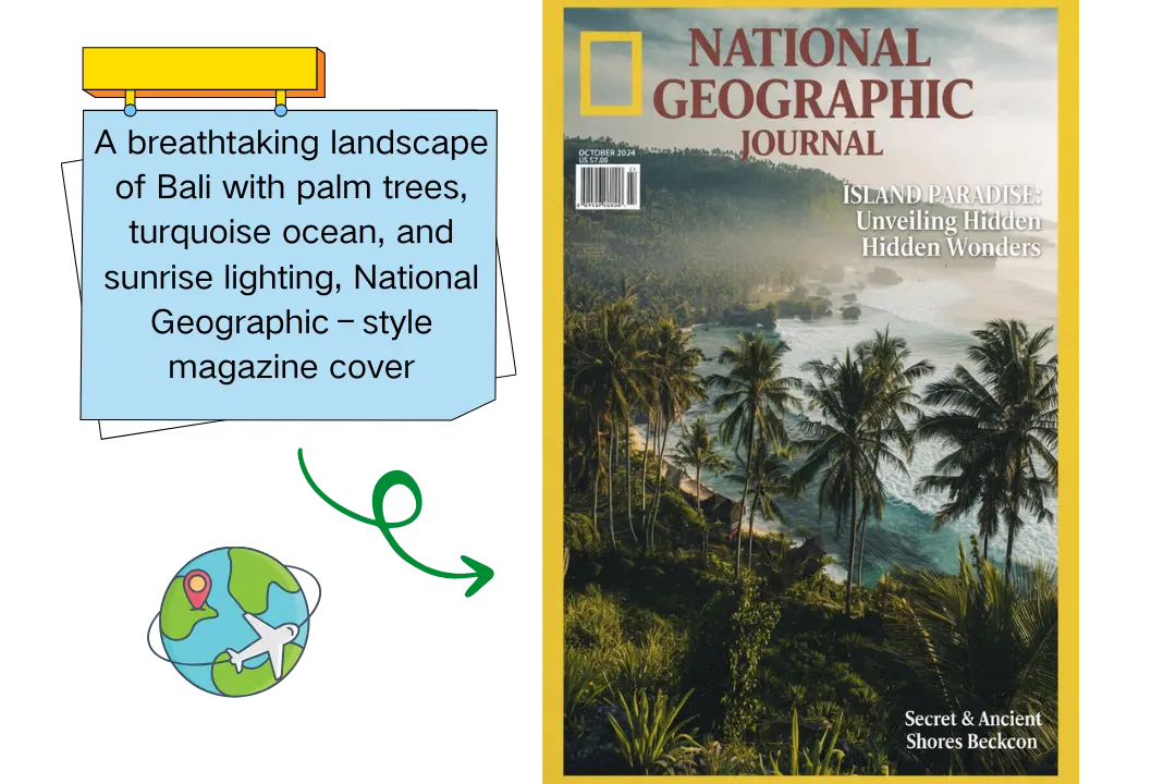 Créez des couvertures de magazines de voyage avec l'IA instantanément