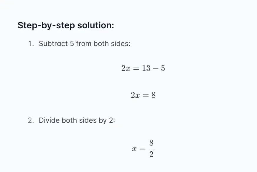 2x + 5 = 13を解いてみよう