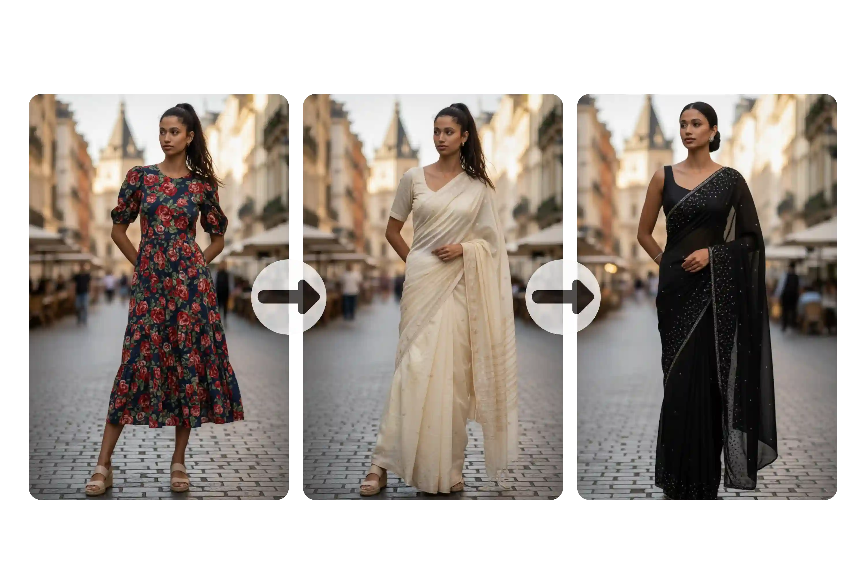 Saree Look AI Generator with Multiple Styles and Fabrics