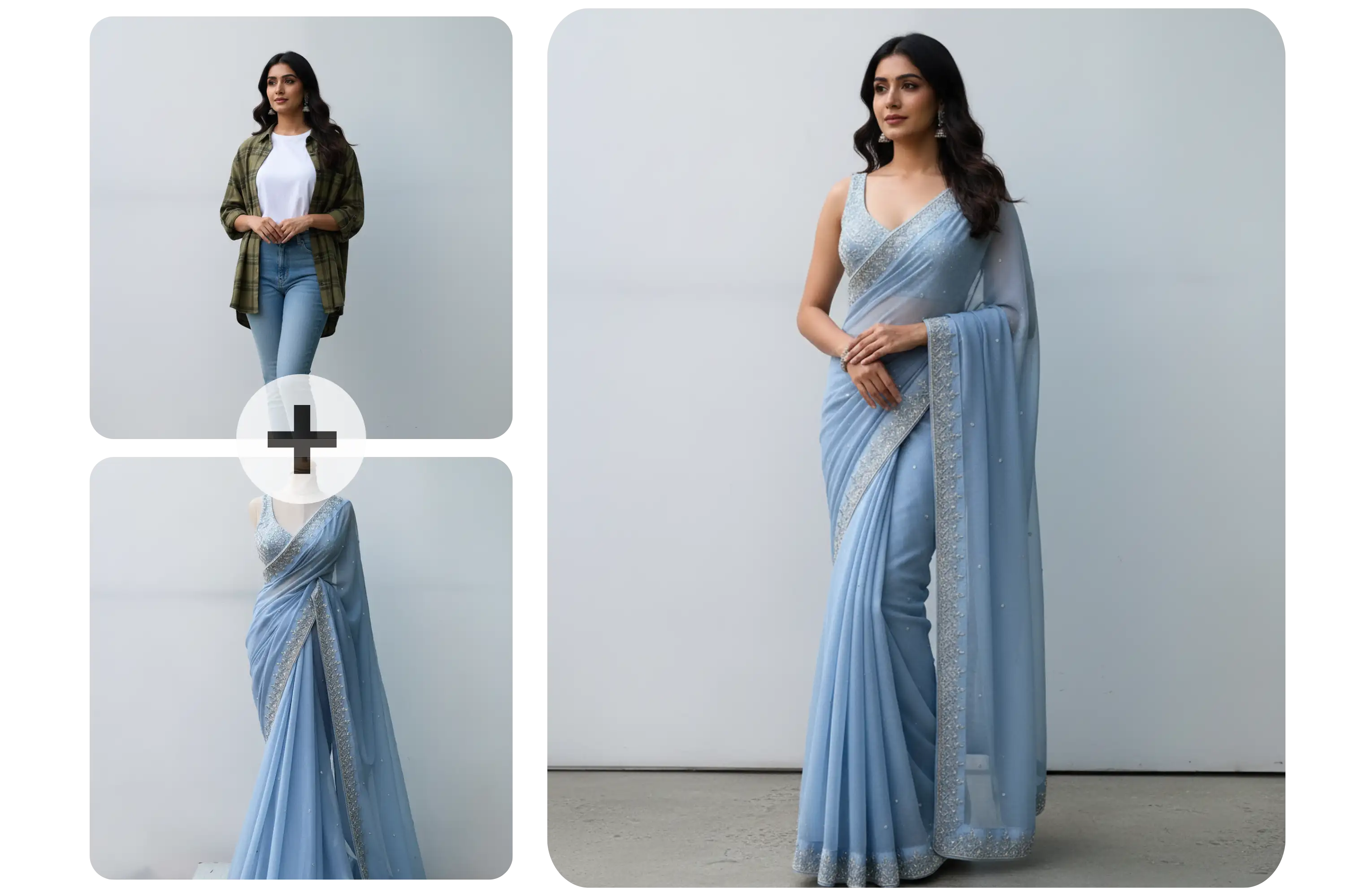 Virtual Saree Try On by Uploading a Saree and Your Photo