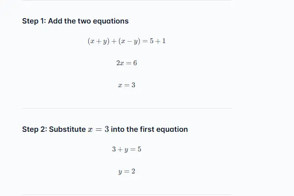 Systems of Equations with AI Algebra Calculator