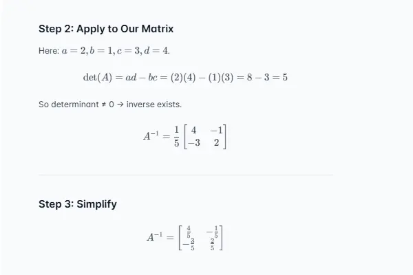 Example 1: Find Matrix Inverse Step-by-Step