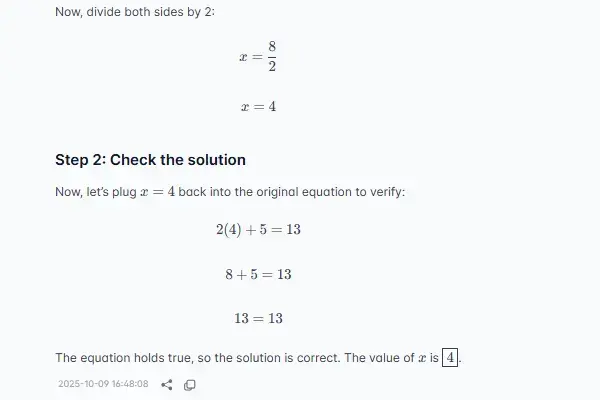 示例1:解简单方程题