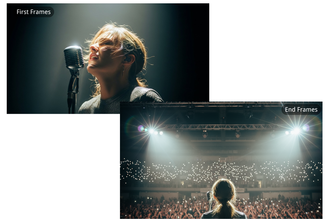 Example 2 — Stage POV Transition (Frames & Prompt)