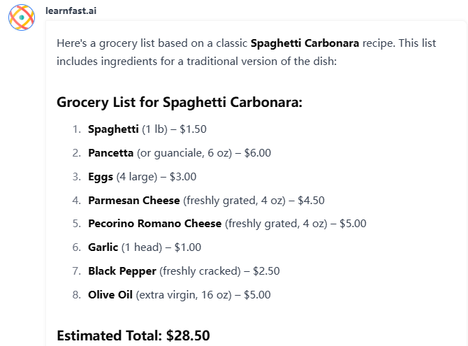 Example 2: Recipe-Based Shopping 