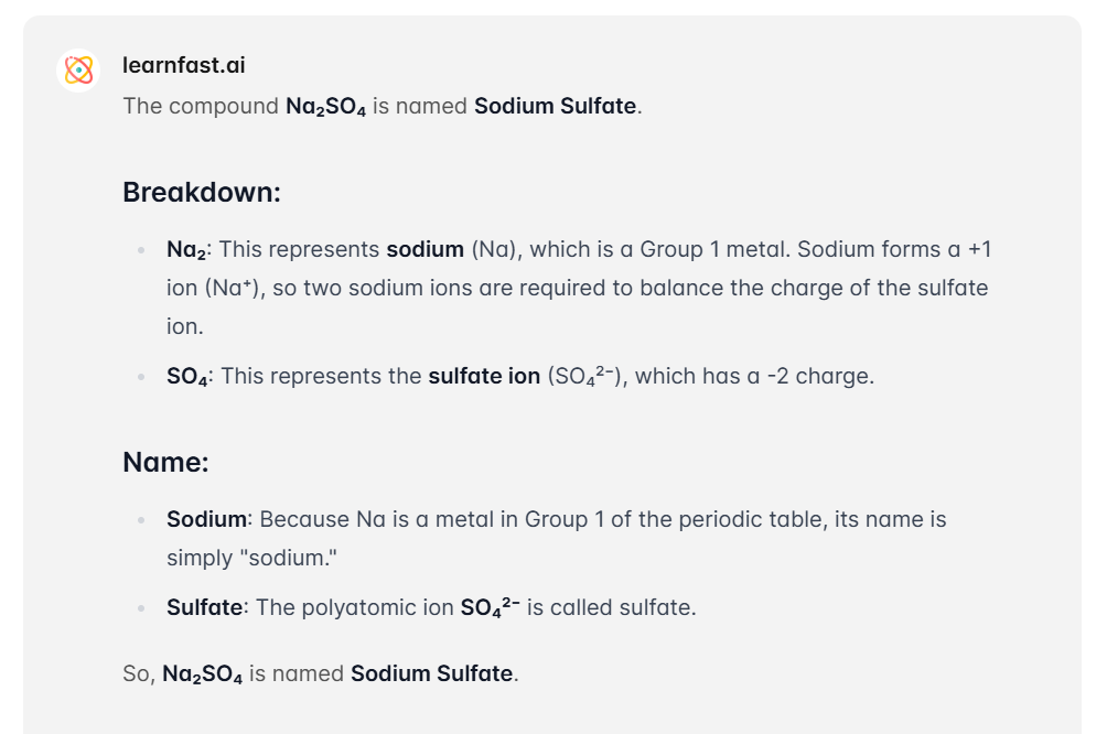 Naming Compounds: Na₂SO₄