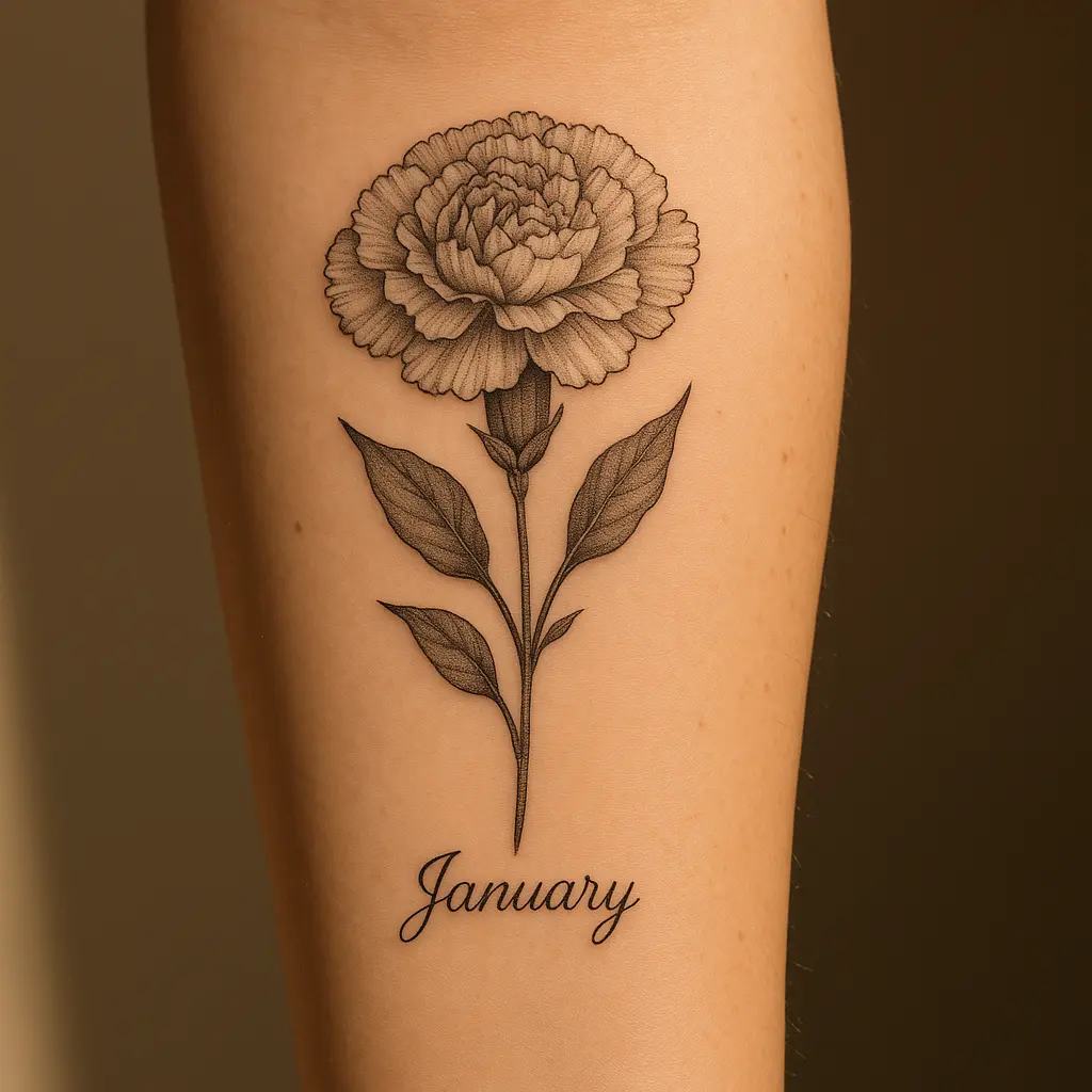 January Birth Flower Tattoo - Carnation