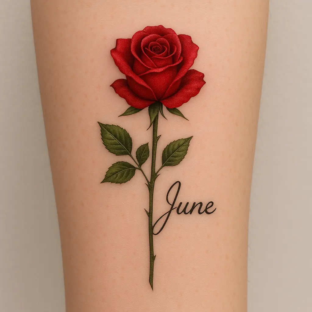 June Birth Flower Tattoo - Rose