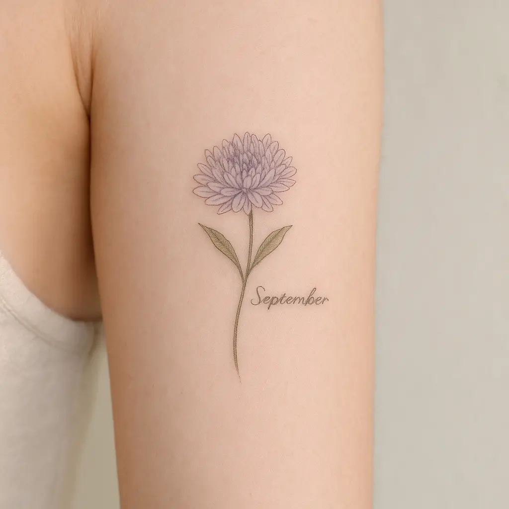 September Birth Flower Tattoo - Aster