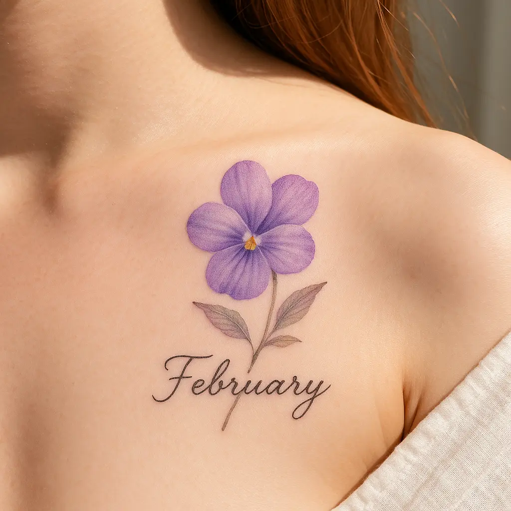 February Birth Flower Tattoo – Violet