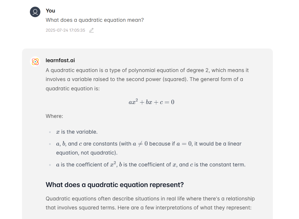 Example 4: Understand the Quadratic Equation While Solving It