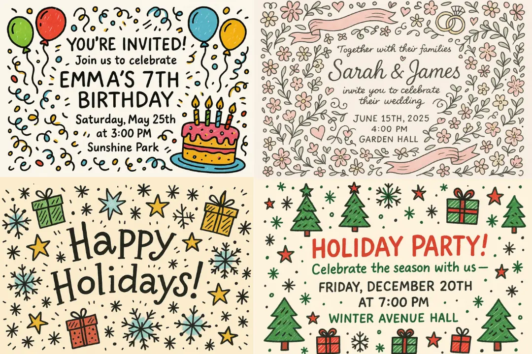 AI Doodle Maker for Greeting Cards & Event Designs