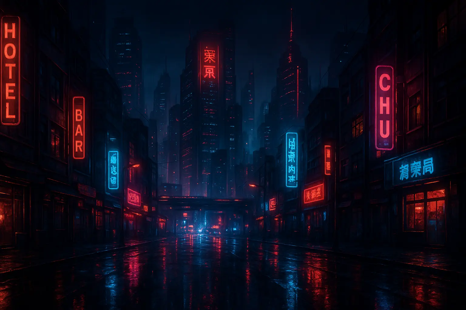 Paisaje Nocturno Cyberpunk Urbano