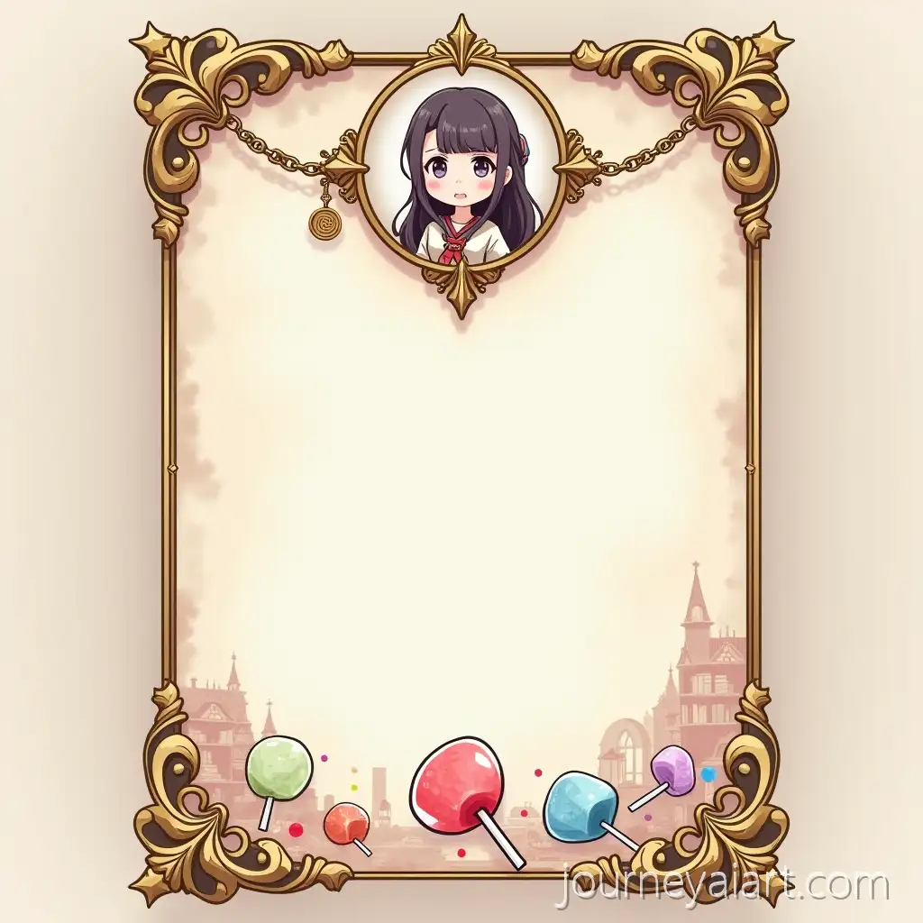 Fantasy-Guild-Quest-Poster-with-Nana-Character-and-Magical-Candy-Items-in-Cozy-Watercolor-Style