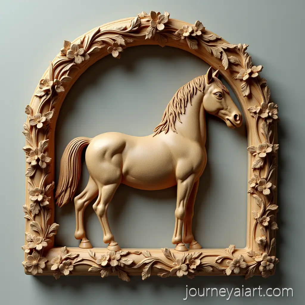 Cane-Handle-Horse-Design-in-Bas-Relief-Art