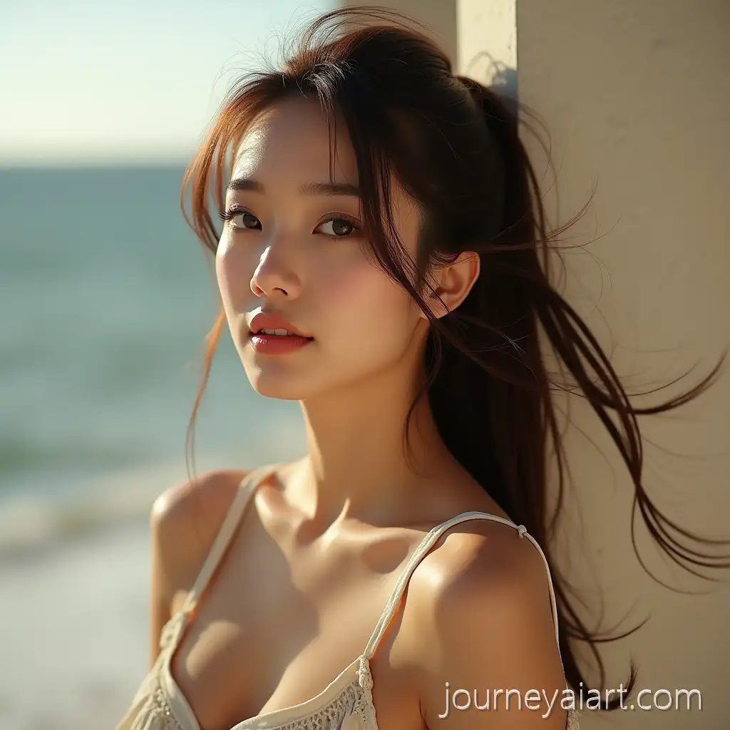 Stunning-Young-Korean-Woman-with-Silky-Tanned-Skin-and-WindSwept-Hair-in-Sunlight