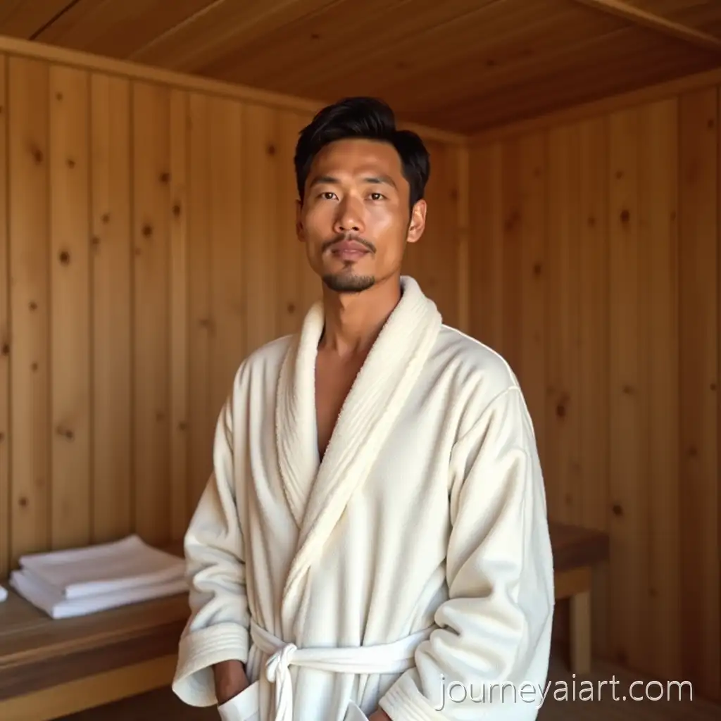 Man-in-White-Robe-Entering-a-Cryo-Sauna-in-Commercial-Portrait-Style
