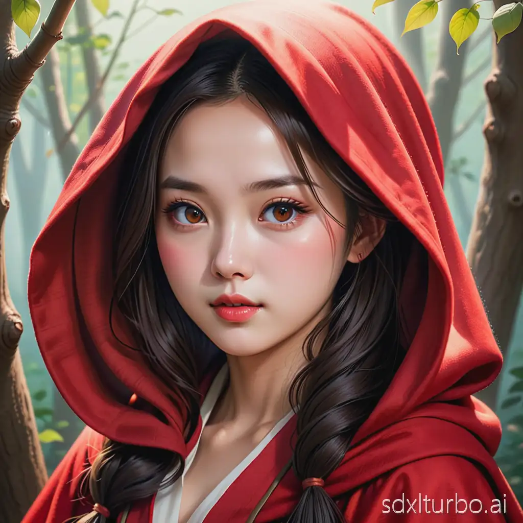 fairy tale, red ridinghood, Korean, hyoer realistic portrait
