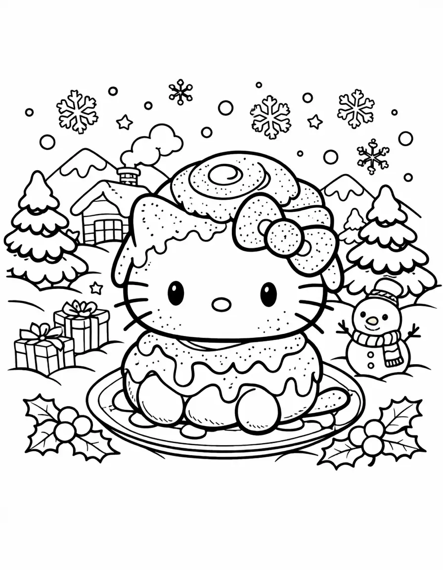 Free cinnamon roll hello kitty coloring page generator – 20 cinnamon
