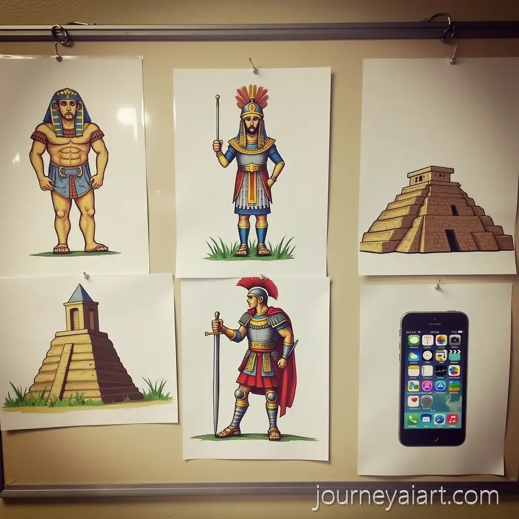 Ancient-Warriors-andHistorical-figures-and-tech-Modern-Technology-Displayed-Together