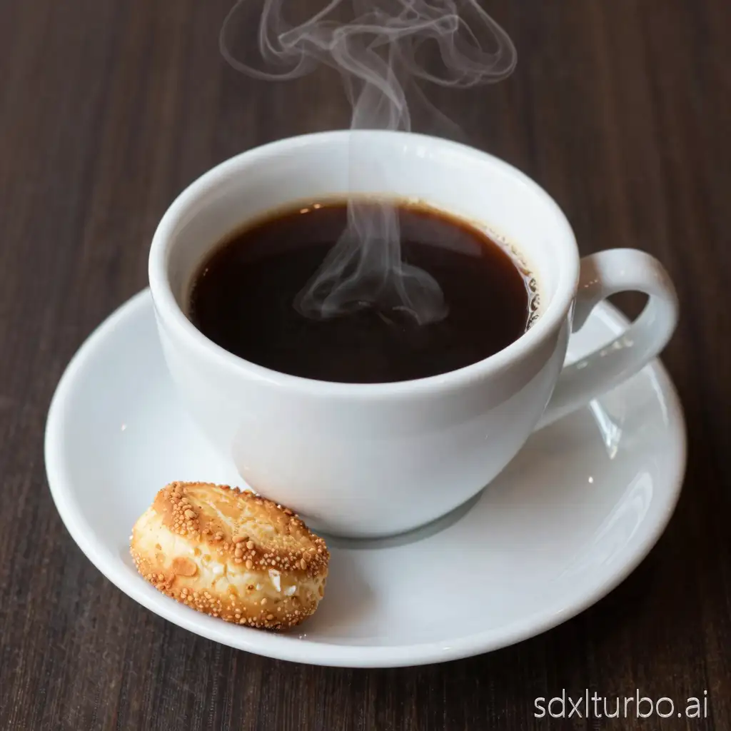 cup coffé with one spéculos right to the coffé