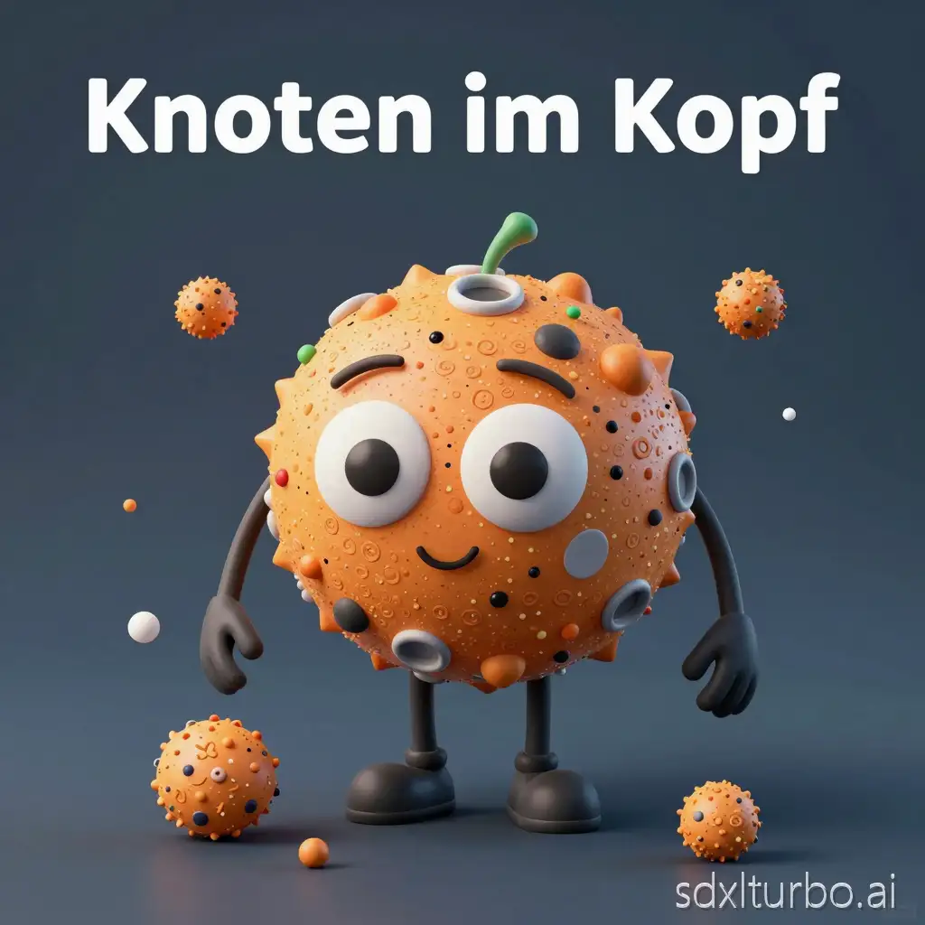 create an illustration with the title "Knoten im Kopf" in 3D