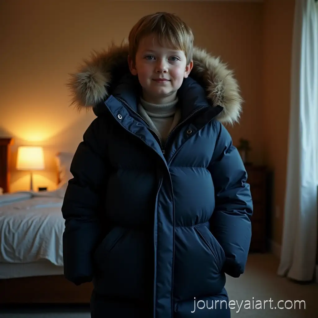 13Winter-Coat-in-BedroomYearOld-Boy-in-Thick-Navy-Winter-Coat-Standing-in-Bedroom