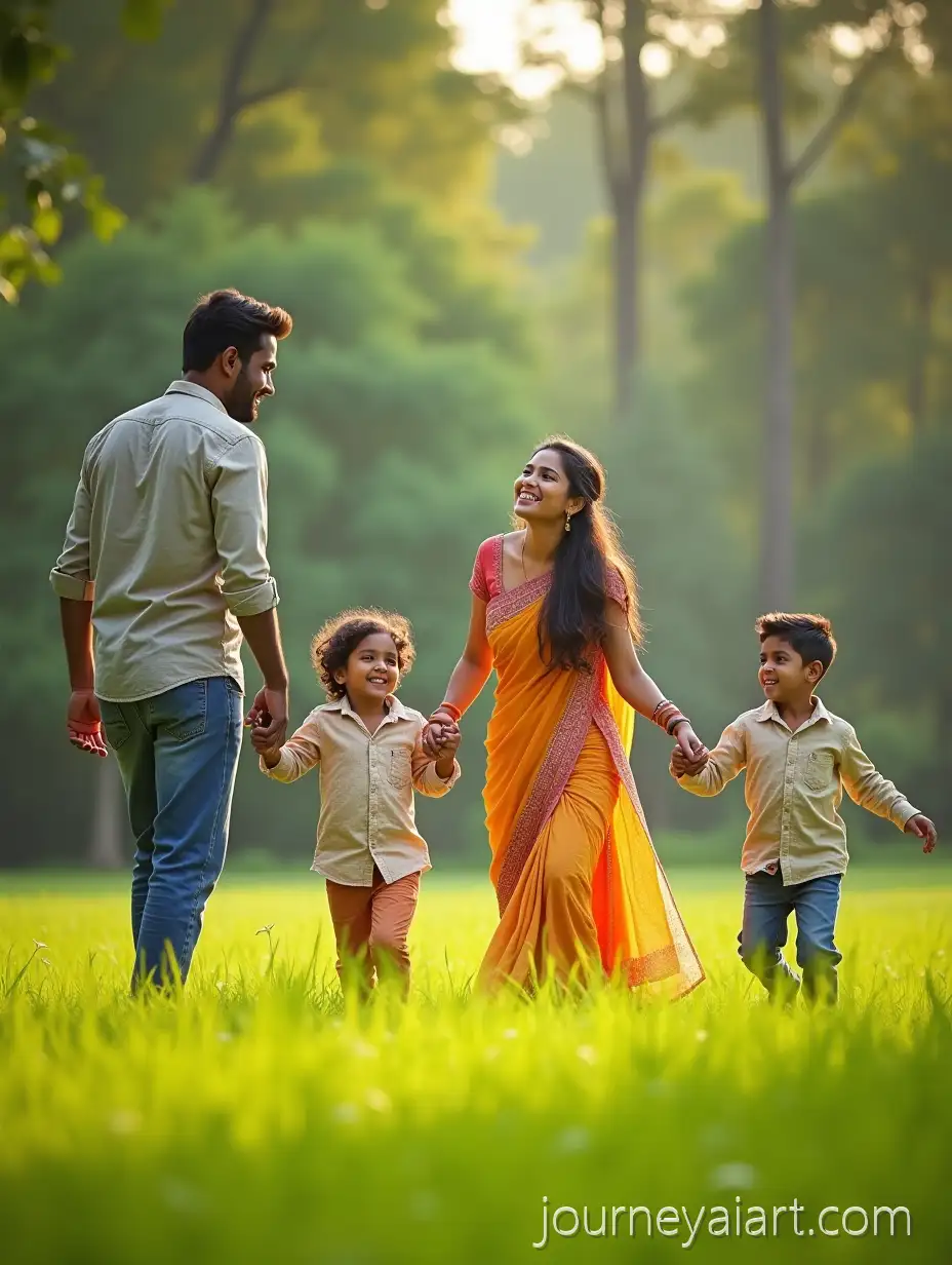 Happy-Indian-Family-Bonding-in-aHappy-family-in-garden-Lush-Green-Garden