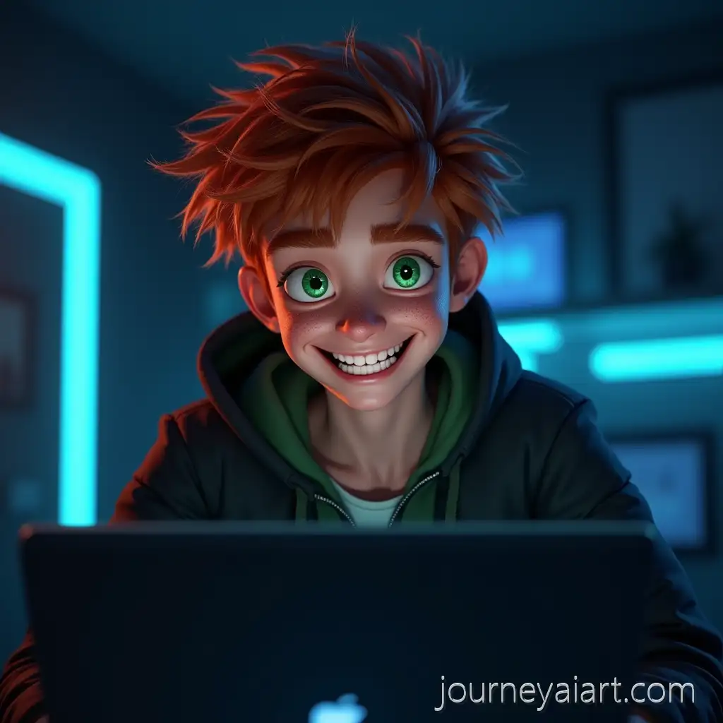 Cheerful-21YearOld-Guy-with-Ginger-Hair-in-Hacker-Vibe-Room