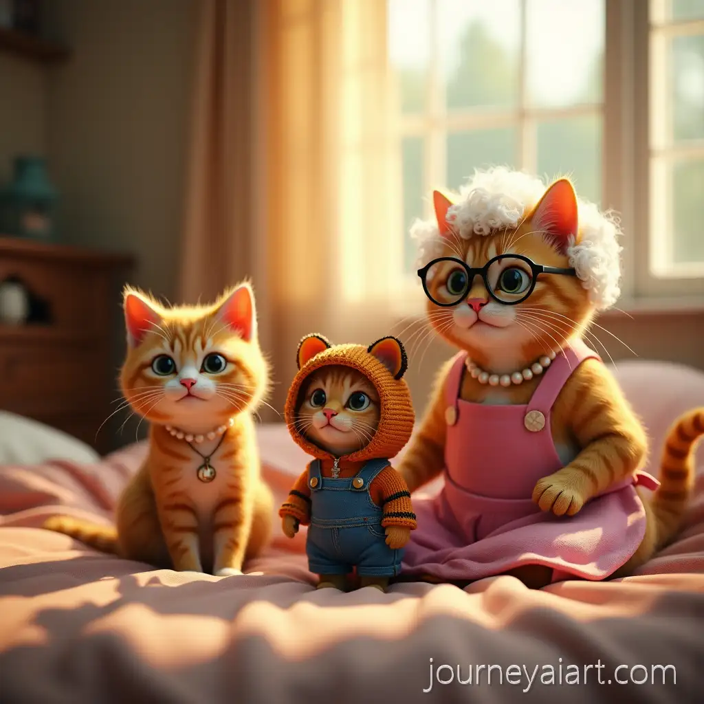 ThreeCats-Waking-Up-Together-Cats-Waking-Up-in-a-Bedroom-with-Morning-Sunlight