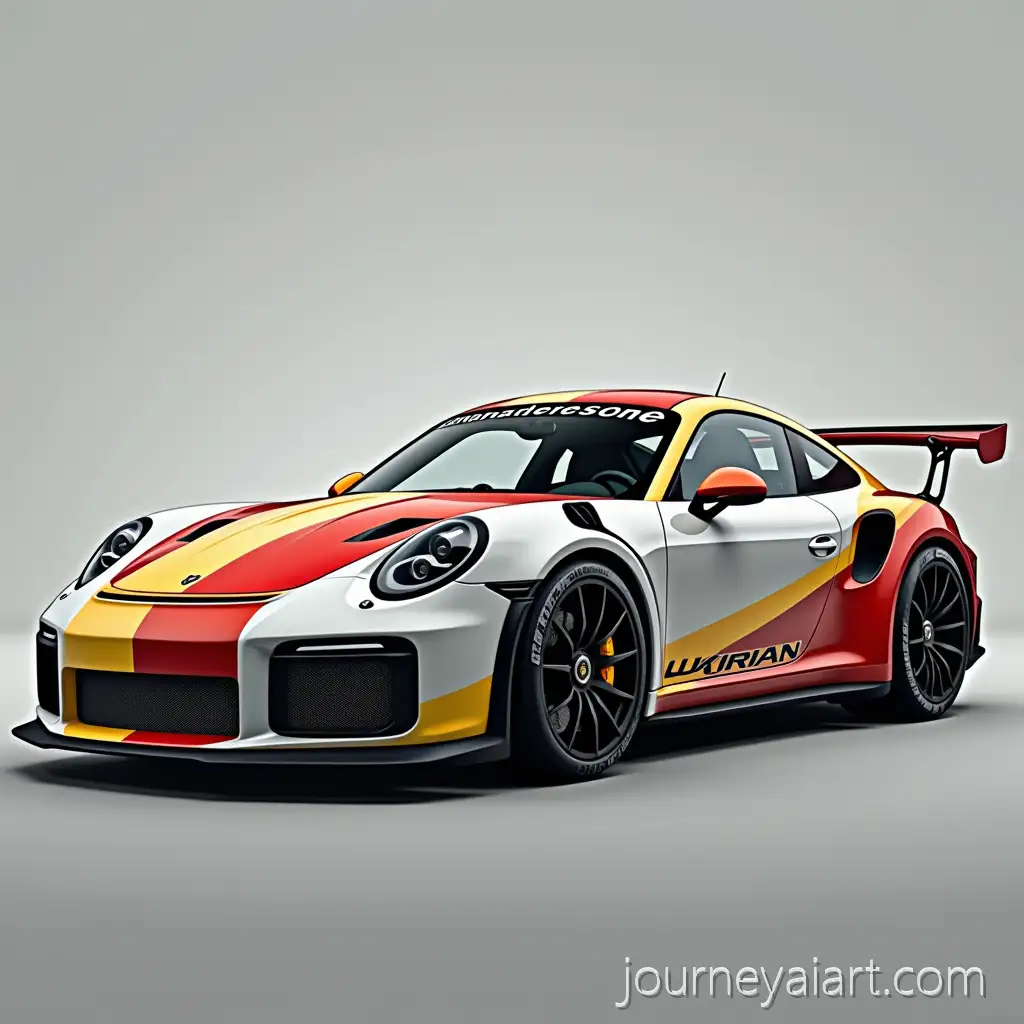 Red-Porsche-911-Sports-Car-with-Austrian-Flag-Side-Design-on-Urban-Road