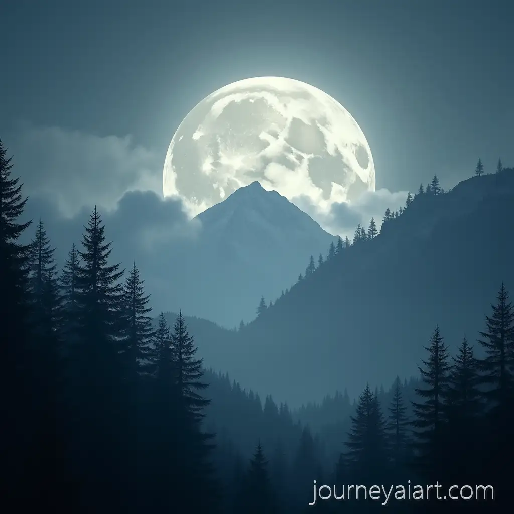 Glowing-Full-Moon-Illuminating-Himalayan-Forest-Canopy