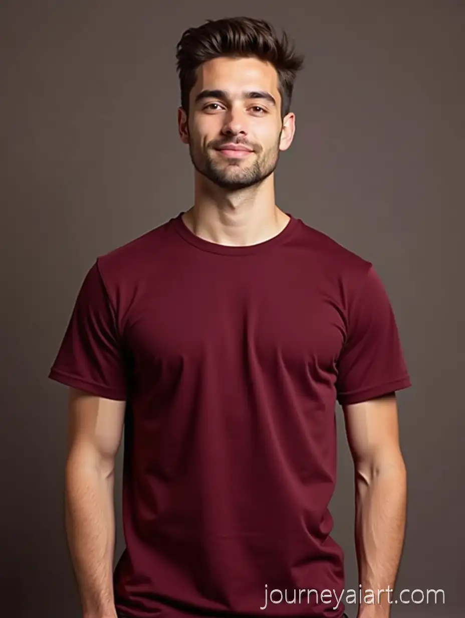 Young-Man-in-Bordeaux-TShirt-Product-Photo-for-Marketplace