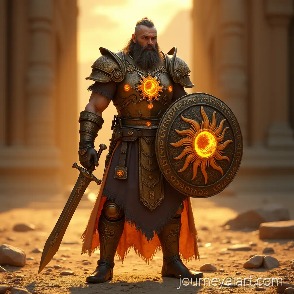 Powerful-Fantasy-Warrior-Devoted-toSun-God-Warrior-Armor-the-Sun-God-with-Glowing-Armor-and-Weaponry