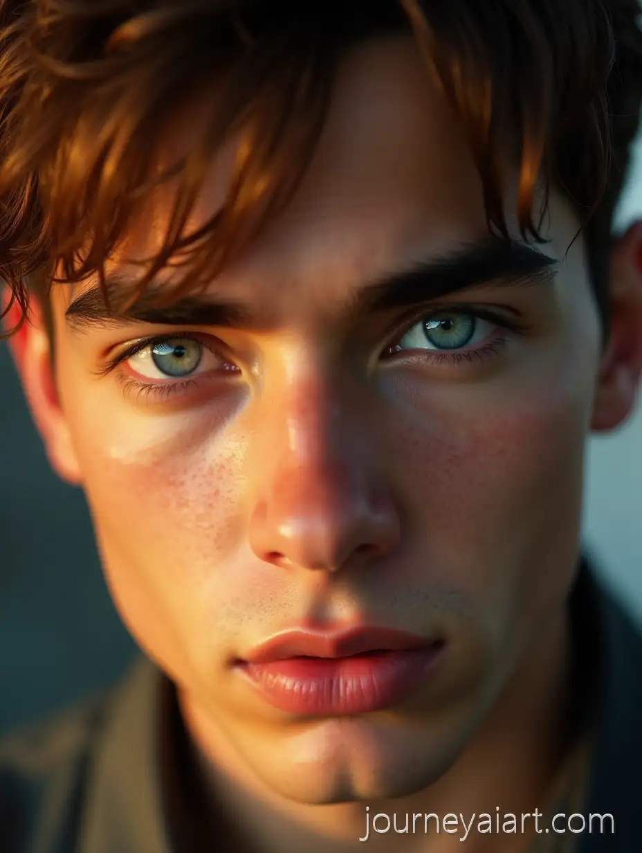Extreme-Macro-Cinematic-Portrait-of-Young-Man-with-Icy-Blue-Eyes-and-Auburn-Highlights