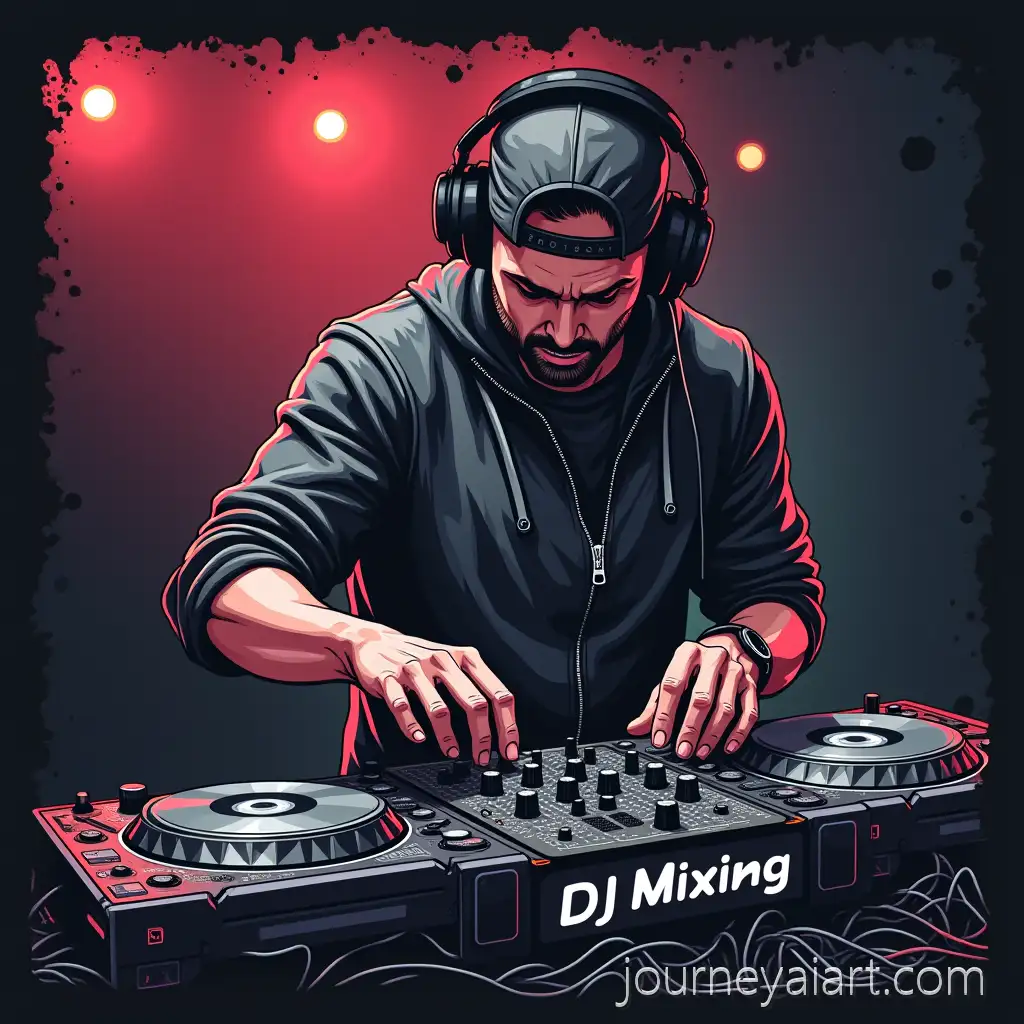 DJ-Mixing-Music-with-Sound-Equipment-and-Vibrant-Lights