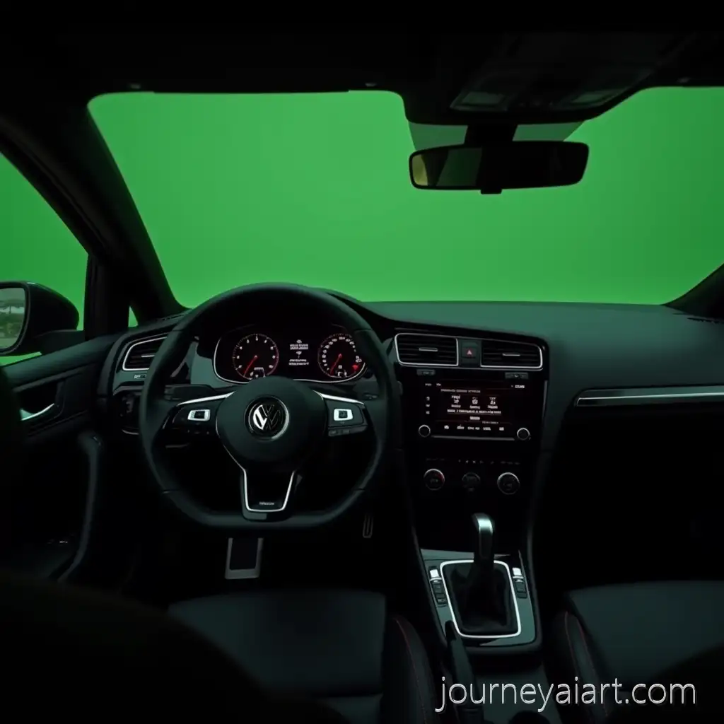 Modern-Volkswagen-Golf-R-RightHand-Drive-Interior-with-Green-Screen-Cockpit-View