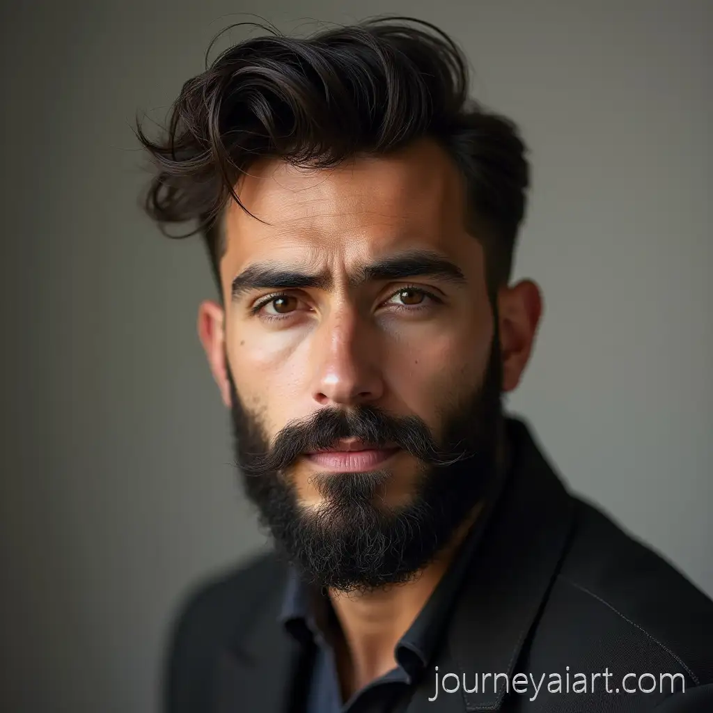 Handsome-Turkish-man-modelHandsome-Turkish-Man-with-Beard-and-Hair-Posing-in-a-Market-Setting