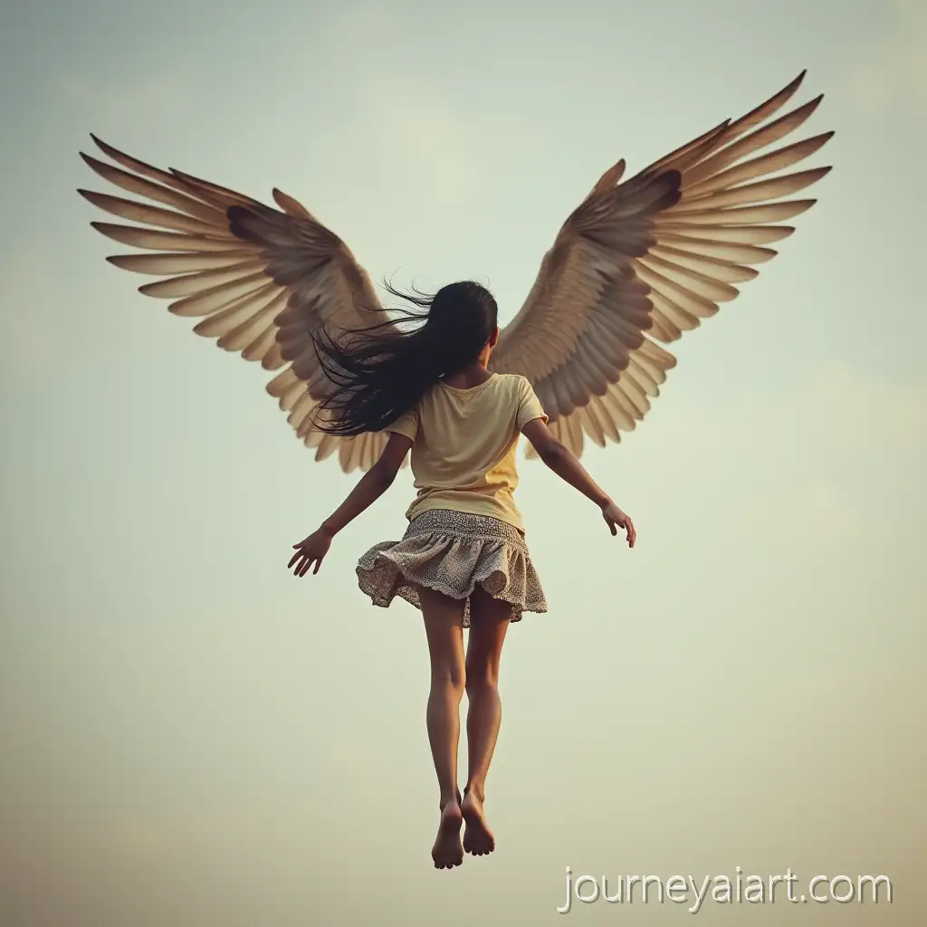 Indonesian-Girl-with-Wings-Flying-Barefoot-in-aIndonesian-girl-flying-Dreamy-Landscape