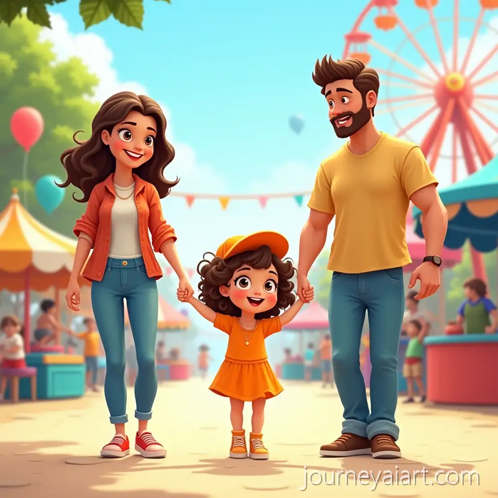 Family-Fun-at-the-AmusementFamily-Day-at-Amusement-Park-Park-Luna-and-Parents-Enjoying-the-Day