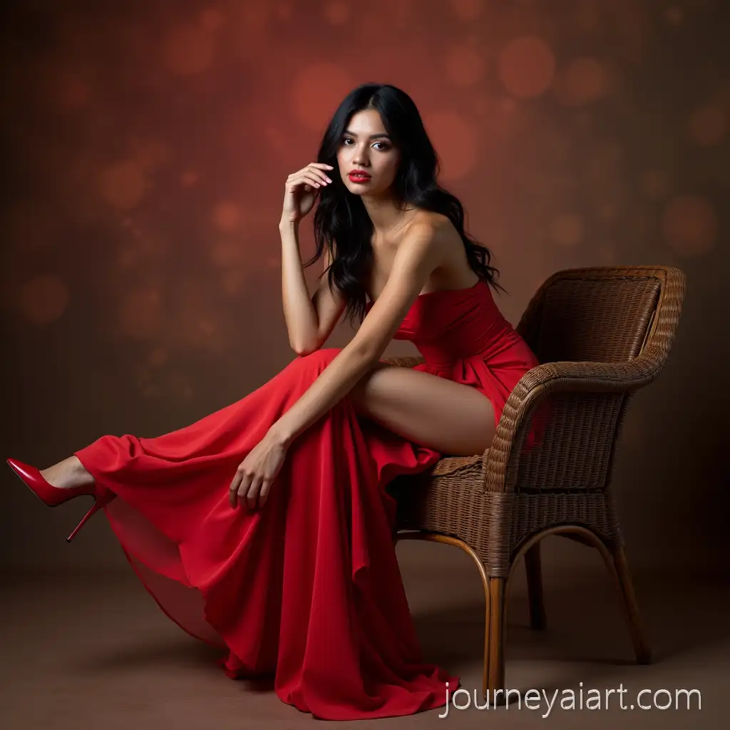 Elegant-Woman-in-Voluminous-Holiday-Dress-Posing-in-Luxurious-Christmas-Studio-Setting