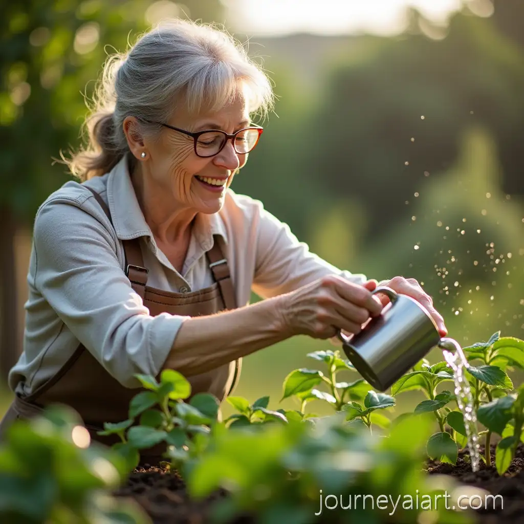 Grandmother-Watering-Houseplants-in-Cozy-Home-Garden