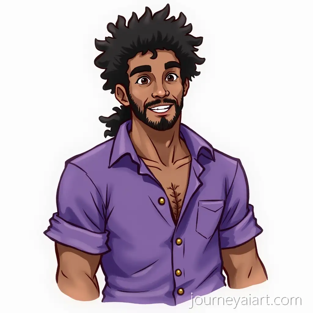 Watercolor-Manga-Pirate-Character-With-Dark-Skin-and-Purple-Shirt