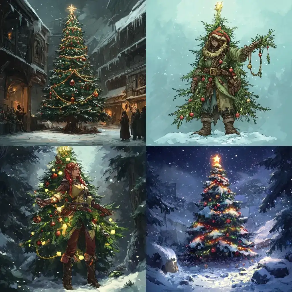 Fantasy-Yule-Christmas-Tree-in-Enchanted-Anime-DnD-Style