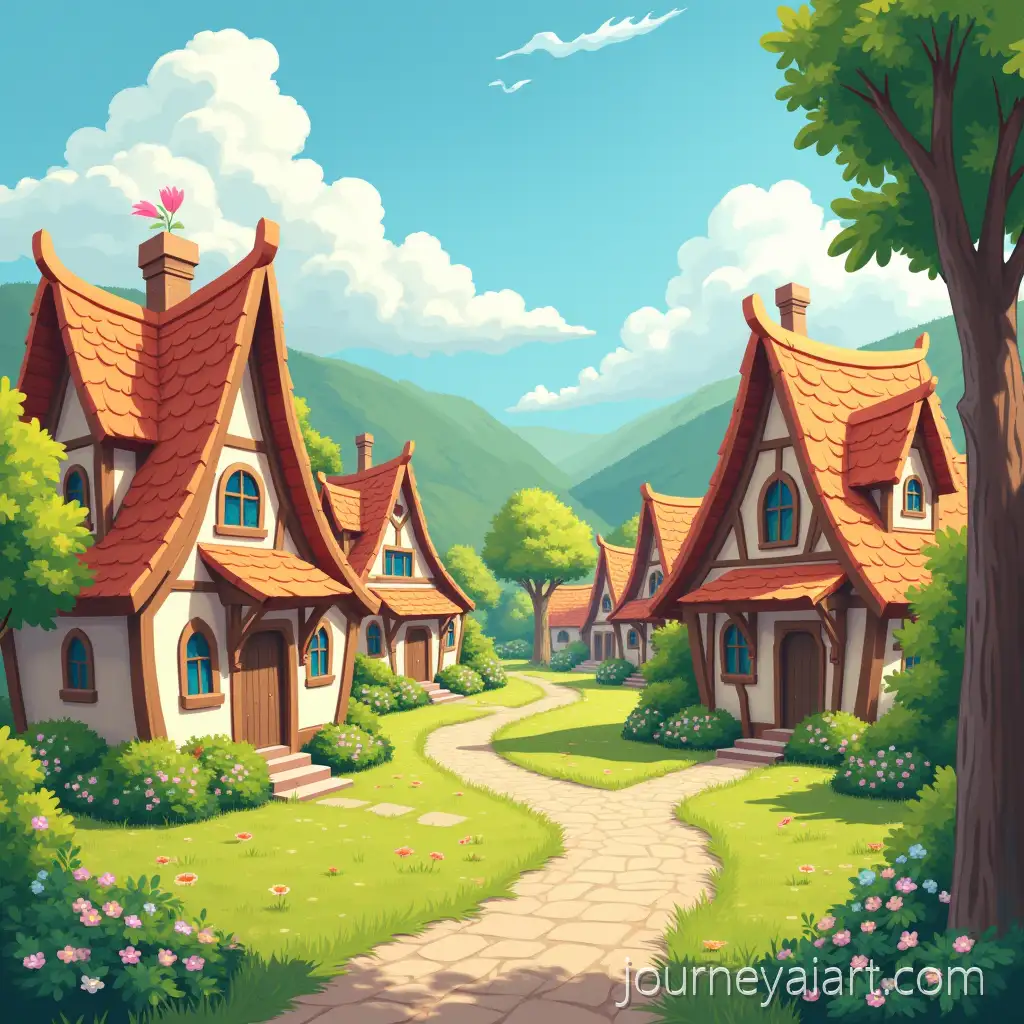Charming-DoodleStyle-Village-with-Adorable-Residents