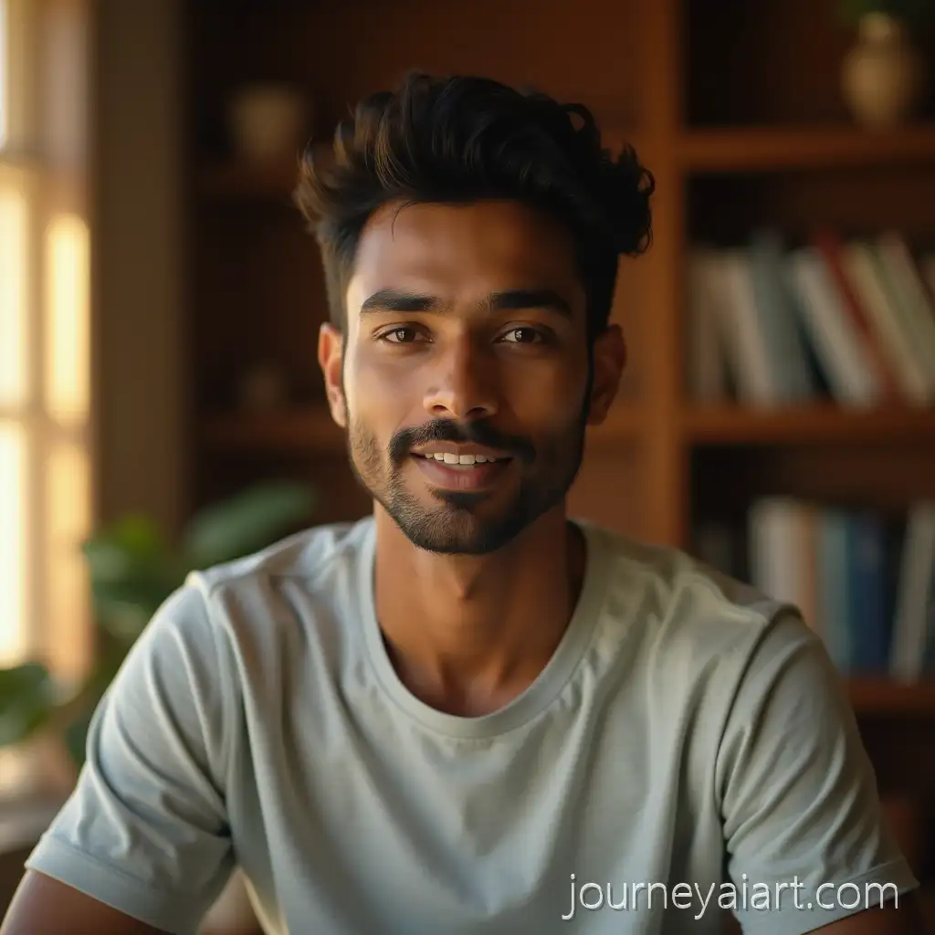 Confident-Young-Indian-Man-Speaking-in-Warm-Home-Studio-Portrait