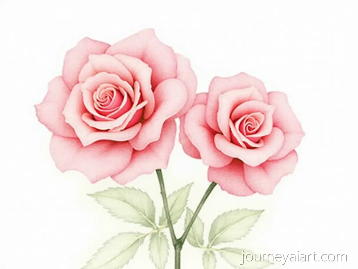 Realistic-Watercolor-Painting-of-Two-PinkPink-Roses-Watercolor-Painting-Roses-with-Shaded-Background
