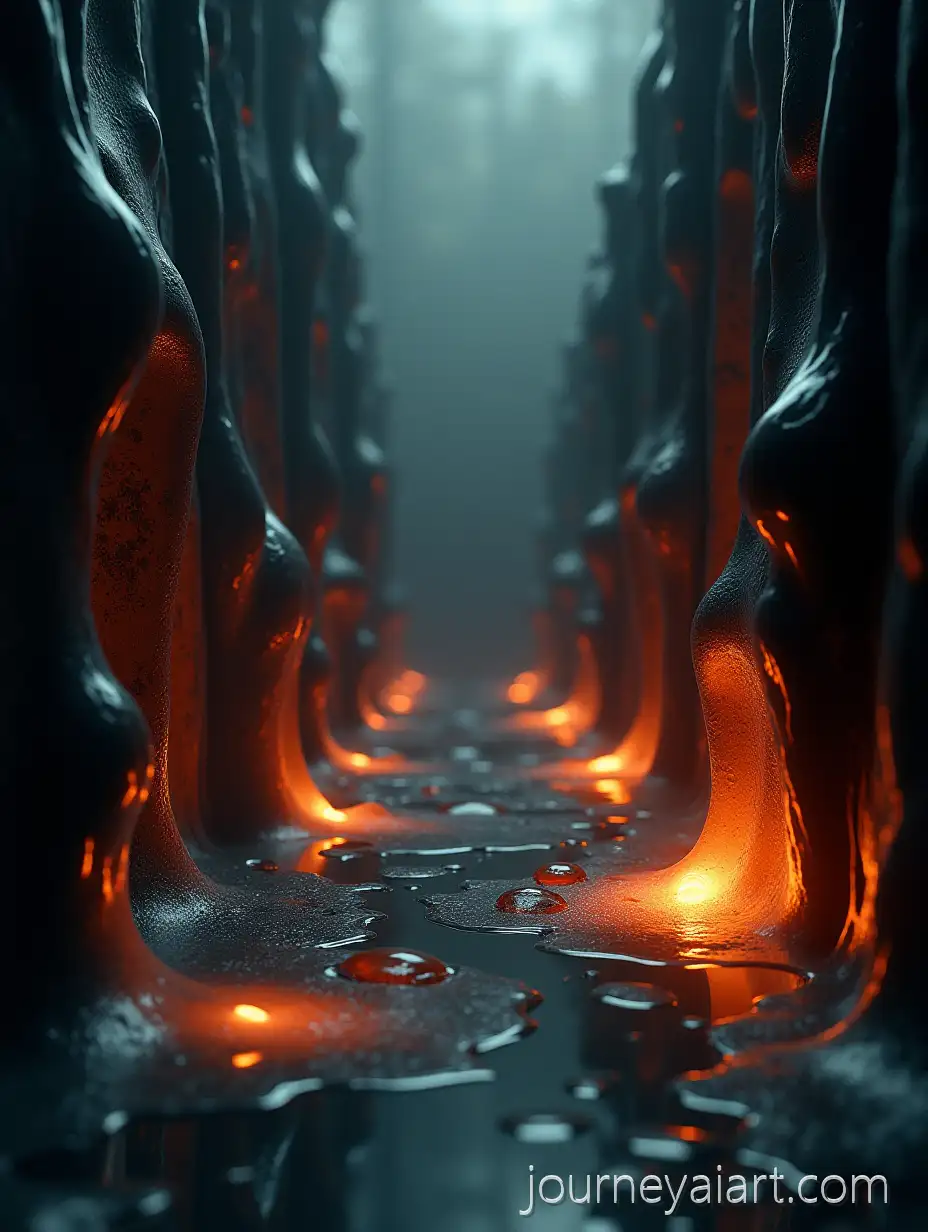 Surreal-Gloomy-Scene-with-Warm-Lighting-and-Melting-Frozen-Organic-Forms