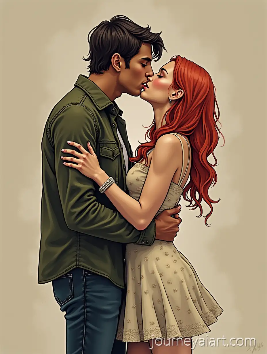 Romantic-Passionate-Kiss-Between-Two-Figures-in-Intimate-Setting